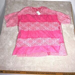 Oli & Hali Pink Sheer Long Top NWT XL ET 38893 | Boho Layering Flowy Lightweight